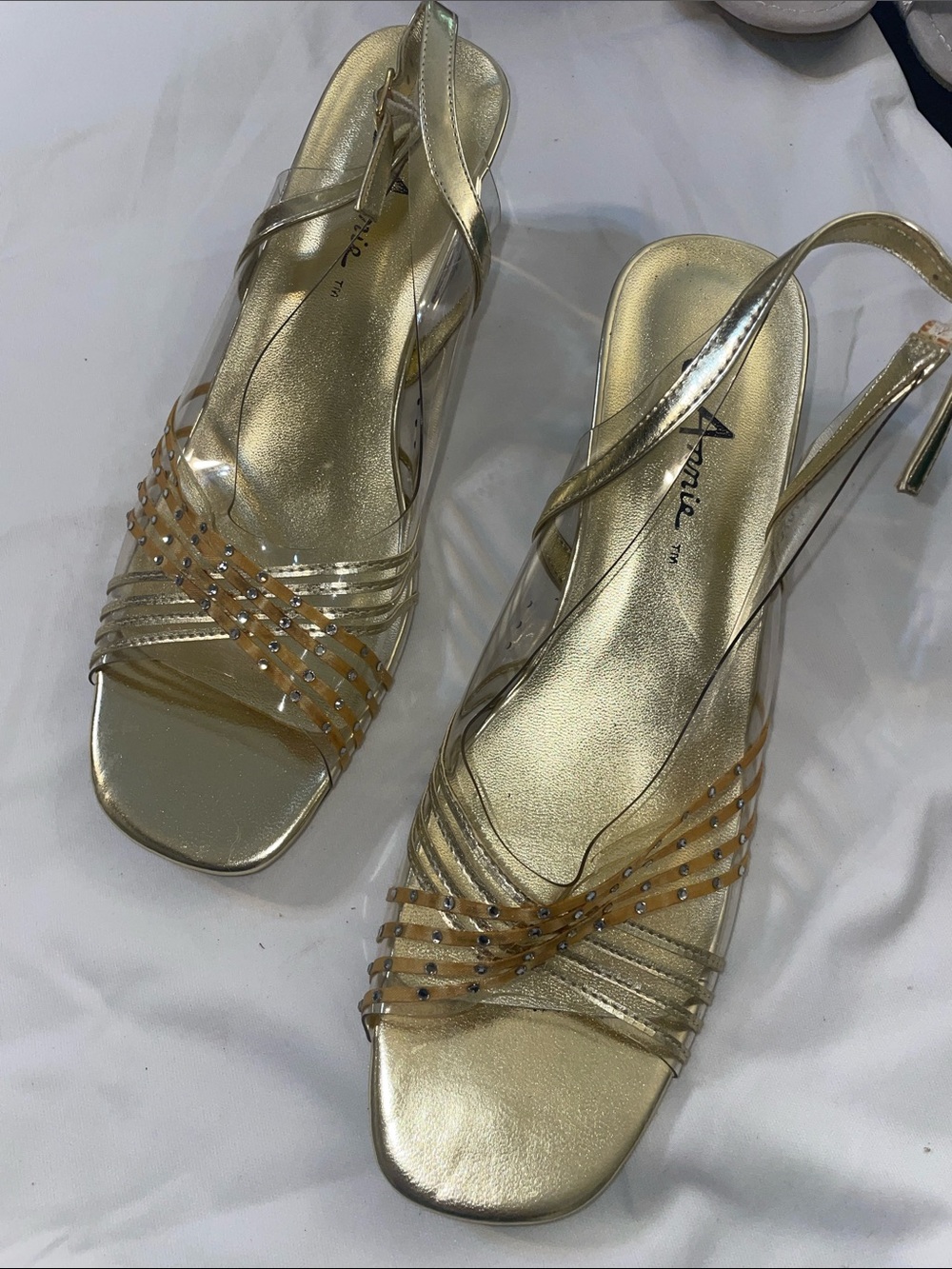 Annie Metallic Gold Strappy Slingback Heels